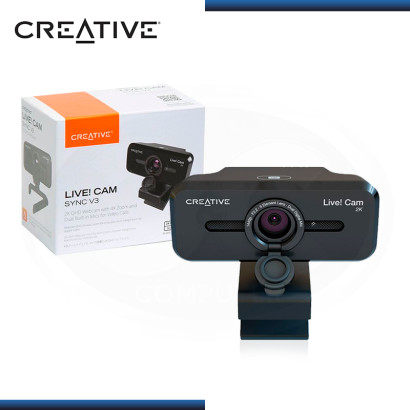 WEBCAM CREATIVE LIVE! CAM SYNC V3 2K QHD BLACK CONECTIVIDAD USB (PN:73VF09000000)