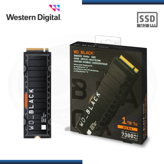 SSD 1TB WD BLACK SN850X M.2 2280 NVMe PCIe Gen4 CON DISIPADOR (PN:WDS100T2XHE-00BCA0)