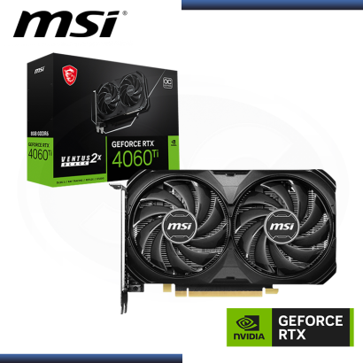 MSI GEFORCE RTX 4060Ti 8GB GDDR6 128BITS OC VENTUS 2X BLACK (PN:912-V512-007)