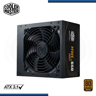 FUENTE COOLER MASTER MWE 650W V3 80 PLUS BRONZE BLACK (PN:MPE-6501-ACAAW-3BUS)