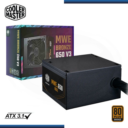 FUENTE COOLER MASTER MWE 650W V3 80 PLUS BRONZE BLACK (PN:MPE-6501-ACAAW-3BUS)