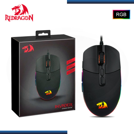 MOUSE REDRAGON INVADER M719 RGB NEGRO 10000 DPI USB (PN:M719)