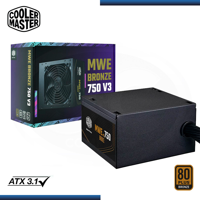 FUENTE COOLER MASTER MWE 750W V3 80 PLUS BRONZE BLACK (PN:MPE-7501-ACAAW-3BUS)