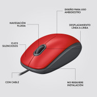 MOUSE LOGITECH M110 SILENT RED USB (PN:910-006755)