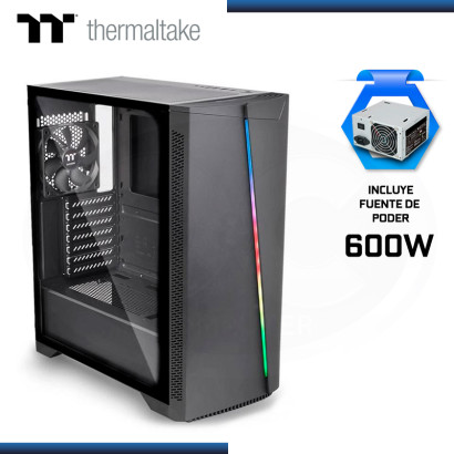 CASE THERMALTAKE H350 RGB BLACK CON FUENTE 600W VIDRIO TEMPLADO USB 3.0/USB 2.0 (PN:CA-3R9-60M1WU-00)