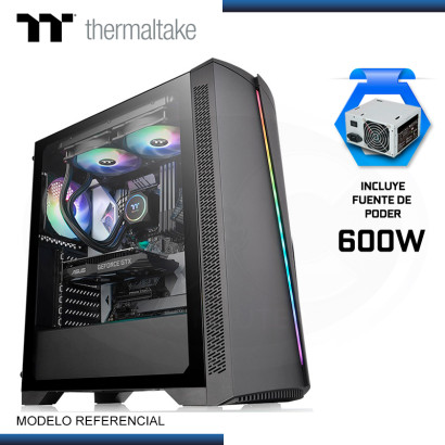 CASE THERMALTAKE H350 RGB BLACK CON FUENTE 600W VIDRIO TEMPLADO USB 3.0/USB 2.0 (PN:CA-3R9-60M1WU-00)