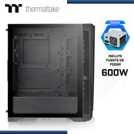 CASE THERMALTAKE H350 RGB BLACK CON FUENTE 600W VIDRIO TEMPLADO USB 3.0/USB 2.0 (PN:CA-3R9-60M1WU-00)