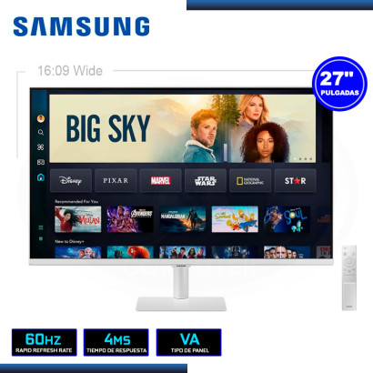 MONITOR SMART LED 27" SAMSUNG LS27DM501ELXPE M5 WHITE 1920x1080 HDMI WI-FI INTEGRADO 4MS/60Hz