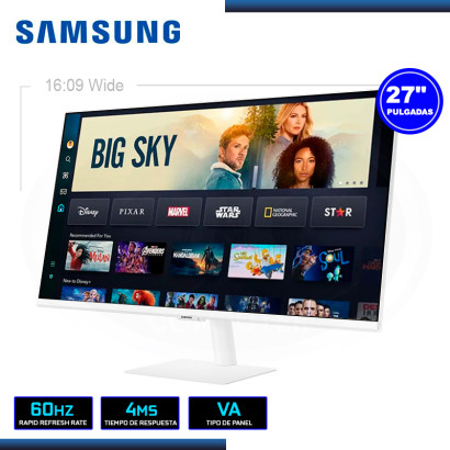 MONITOR SMART LED 27" SAMSUNG LS27DM501ELXPE M5 WHITE 1920x1080 HDMI WI-FI INTEGRADO 4MS/60Hz