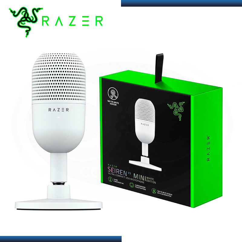 MICROFONO RAZER SEIREN V3 MINI WHITE EDITION STREAMING SUPERCARDIOIDE USB (PN:RZ19-05050300-R3U1)