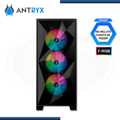 CASE ANTRYX RX-250 F-RGB BLACK SIN FUENTE VIDRIO TEMPLADO USB 3.0/USB 2.0 (PN:AC-RX250KFR)