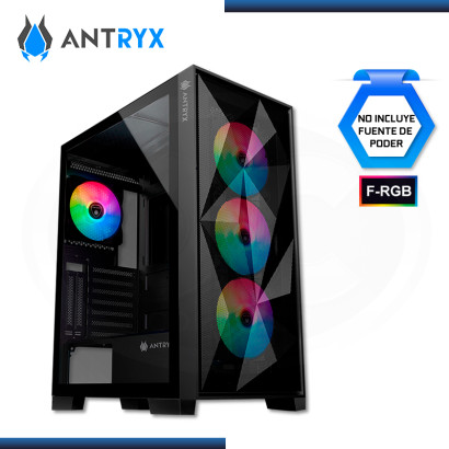 CASE ANTRYX RX-250 F-RGB BLACK SIN FUENTE VIDRIO TEMPLADO USB 3.0/USB 2.0 (PN:AC-RX250KFR)