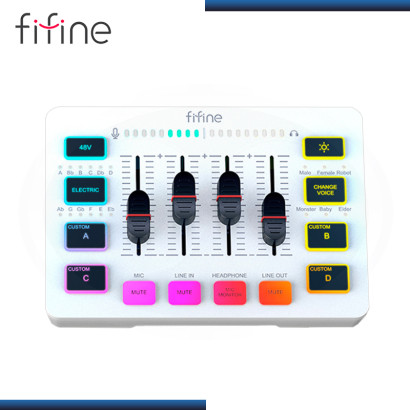 FIFINE AMPLIGAME SC3 WHITE RGB CON ENTRADA XLR/AURICULARES MEZCLADOR USB