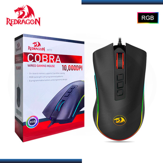 MOUSE REDRAGON COBRA M711 BLACK RGB 10,000DPI WIRED USB