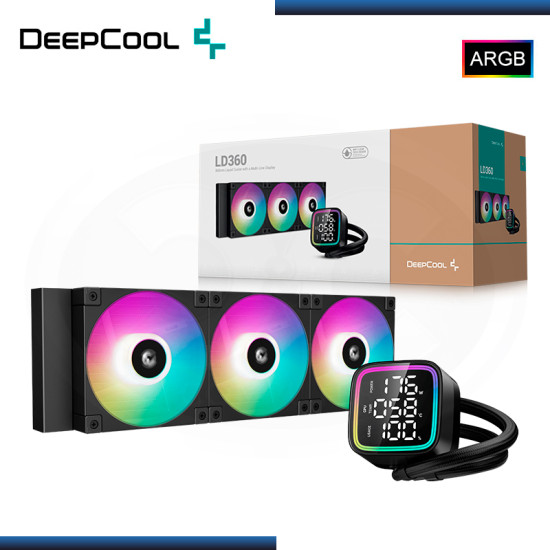 DEEPCOOL LD360 BLACK ARGB CON PANTALLA LED DIGITAL REFRIGERACION LIQUIDO AMD/INTEL (PN:R-LD360-BKMSN-G-1)