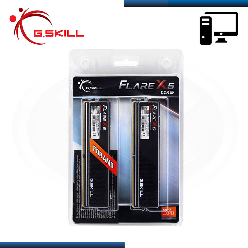 MEMORIA 32GB (16GBx2) DDR5 G.SKILL FLARE X5 BLACK AMD EXPO BUS 6000MHZ (PN:F5-6000J3648D16GX2-FX5)