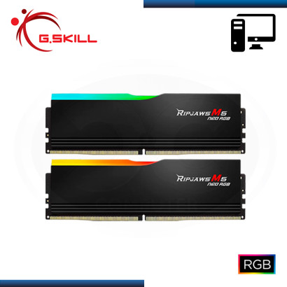 MEMORIA 32GB (16GBx2) DDR5 G.SKILL RIPJAWS M5 NEO RGB BLACK AMD EXPO BUS 6000MHZ (PN:F5-6000J3648D16GX2-RM5RK)