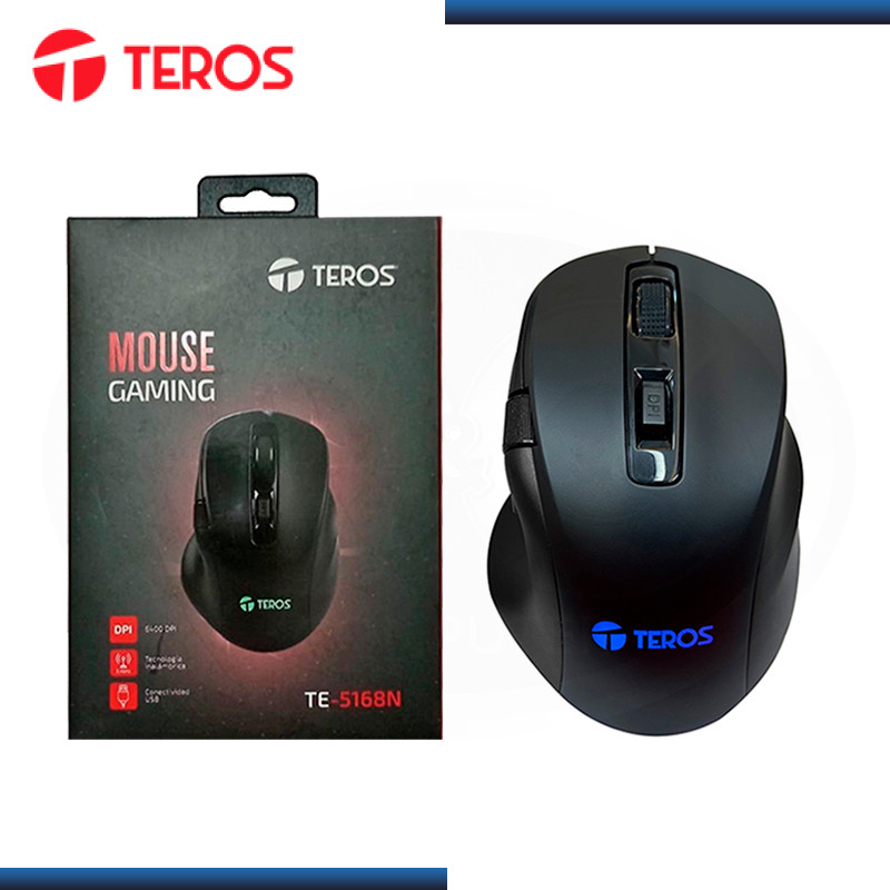 MOUSE TEROS TE-5168N BLACK 7 BOTONES 6400 DPI BLUETOOTH/WIRELESS/USB (PN:TE-5168N)