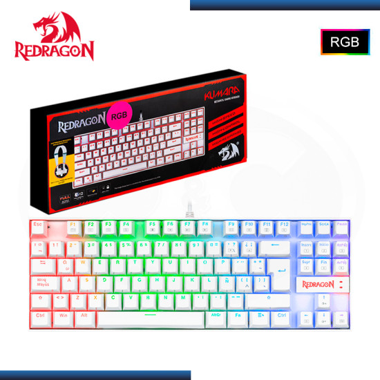 TECLADO REDRAGON KUMARA K552W-RGB ESPAÑOL WHITE MECANICO SWITCH RED