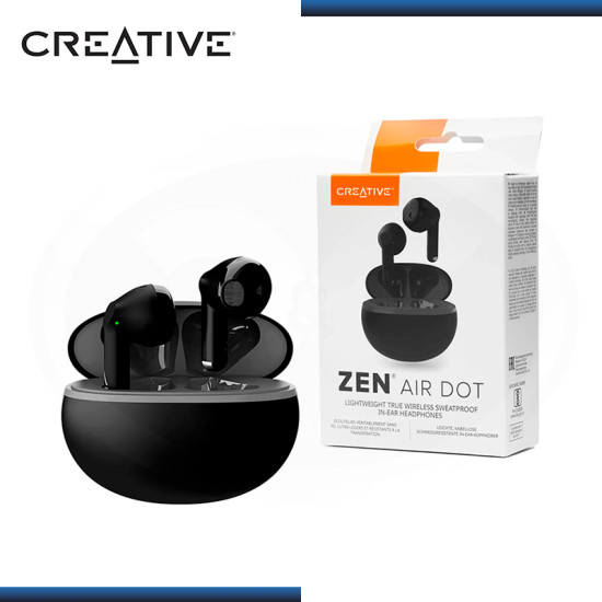 AUDIFONO CREATIVE ZEN AIR DOT BLACK CON MICROFONO WIRELESS BT IPX4 (PN:51EF1120AA000)