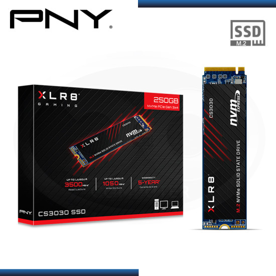 SSD 250GB PNY CS3030 M.2 2280 NVMe PCI-E GEN 3.0x4 (PN:M280CS3030-250-RB)