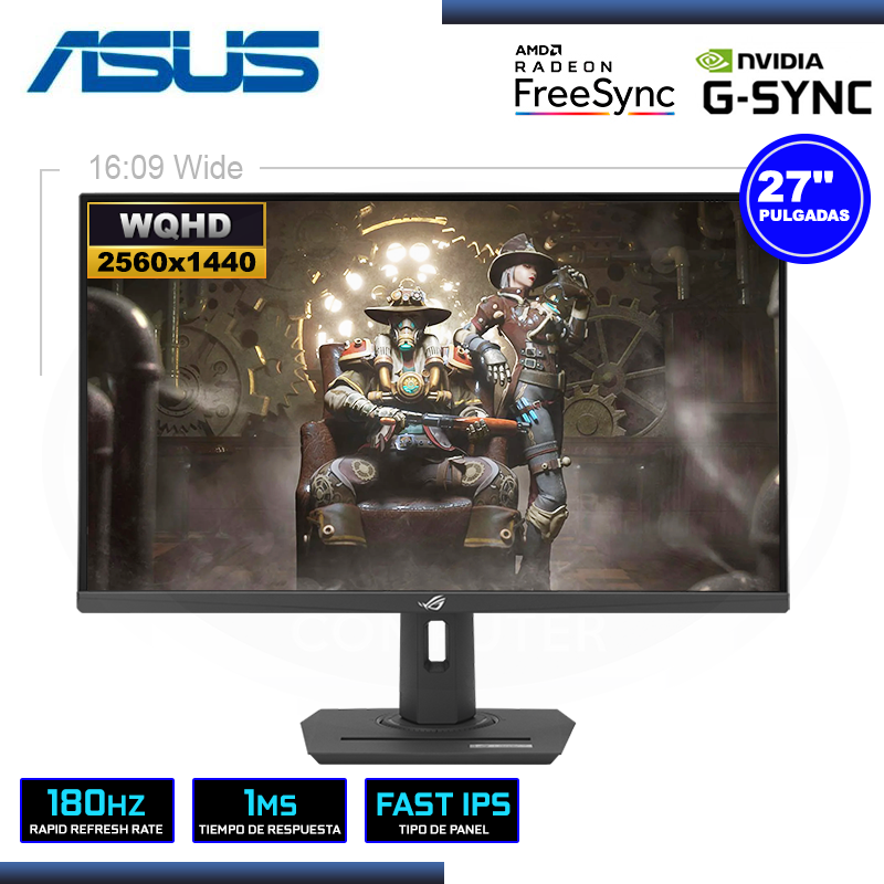 MONITOR LED 27" ASUS ROG STRIX XG27ACS 2560x1440 HDMI DP USB-C 1MS/180Hz/AMD FREESYNC/COMPATIBLE NVIDIA-SYNC