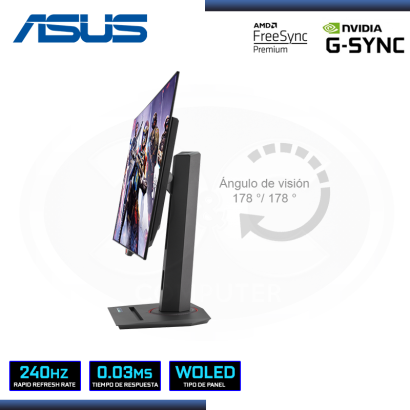 MONITOR OLED 27" ASUS ROG STRIX  XG27AQDMG 2560x1440 HDMI DP USB 0.03MS/240Hz/AMD FREESYNC PREMIUM/COMPATIBLE NVIDIA-SYNC