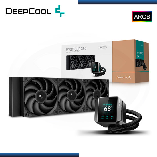 DEEPCOOL MYSTIQUE 360 BLACK ARGB CON PANTALLA LCD TFT REFRIGERACION LIQUIDO AMD/INTEL (PN:R-LX750-BKDSNMP-G-1)