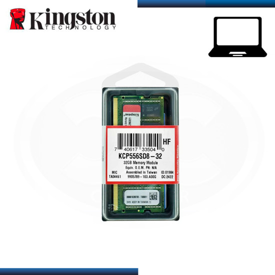 MEMORIA 32GB DDR5 KINGSTON SODIMM BUS 5600MHz (PN:KCP556SD8-32)