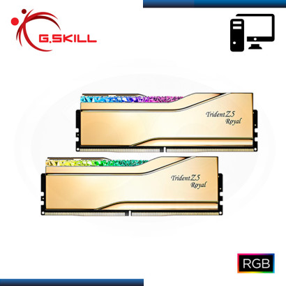 MEMORIA 32GB (16GBx2) DDR5 G.SKILL ROYAL NEO GOLD BUS 6400MHz AMD EXPO (PN:F5-6400J3039G16GX2-TR5NG)