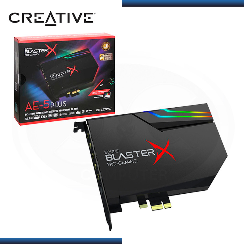 TARJETA DE SONIDO PCIe CREATIVE SOUND BLASTERX AE-5 PLUS GAMING RGB (PN:70SB174000003)