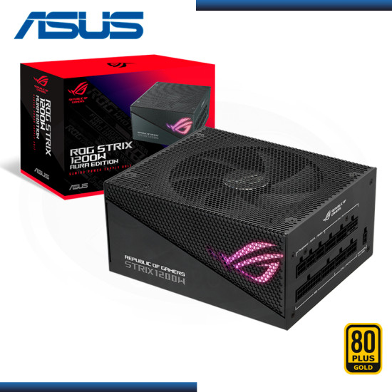 FUENTE ASUS ROG STRIX 1200W BLACK 80 PLUS GOLD AURA EDITION MODULAR (PN:90YE00P0-BVAA00)