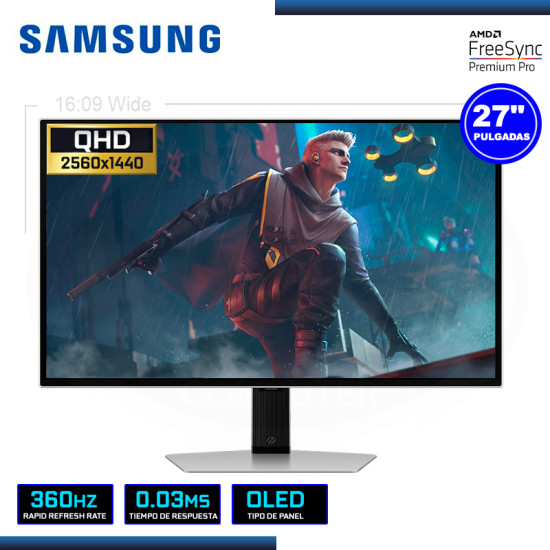 MONITOR OLED 27" SAMSUNG LS27DG600SLXPE ODYSSEY G6 2560x1440 HDMI DP 0.03MS/360Hz/FREESYNC PREMIUM PRO