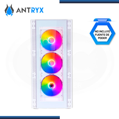 CASE ANTRYX RX-260 WHITE FIXED-RGB SIN FUENTE VIDRIO TEMPLADO USB 3.0/USB 2.0 (PN:AC-RX260WFR)