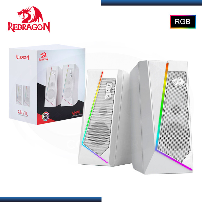 PARLANTES REDRAGON ANVIL GS520W WHITE RGB (10W) CONECTIVIDAD USB + 3.5MM