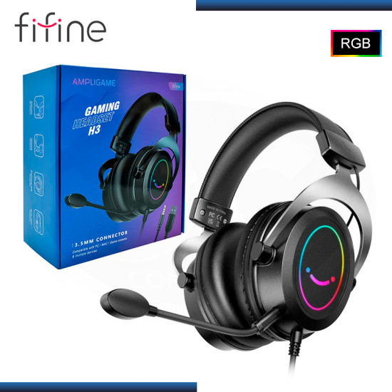 AUDIFONO FIFINE H3 BLACK RGB CON MICROFONO USB COMPATIBLE PS5/PS4/XBOX/SWITCH/PC