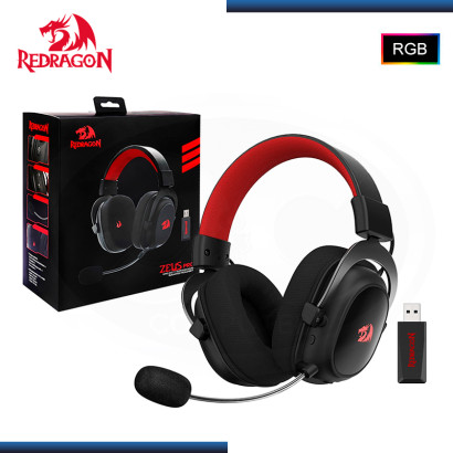 AUDIFONO REDRAGON ZEUS PRO BLACK RGB CON MICROFONO SONIDO ENVOLVENTE 7.1 WIRELESS (PN:H510-PRO)