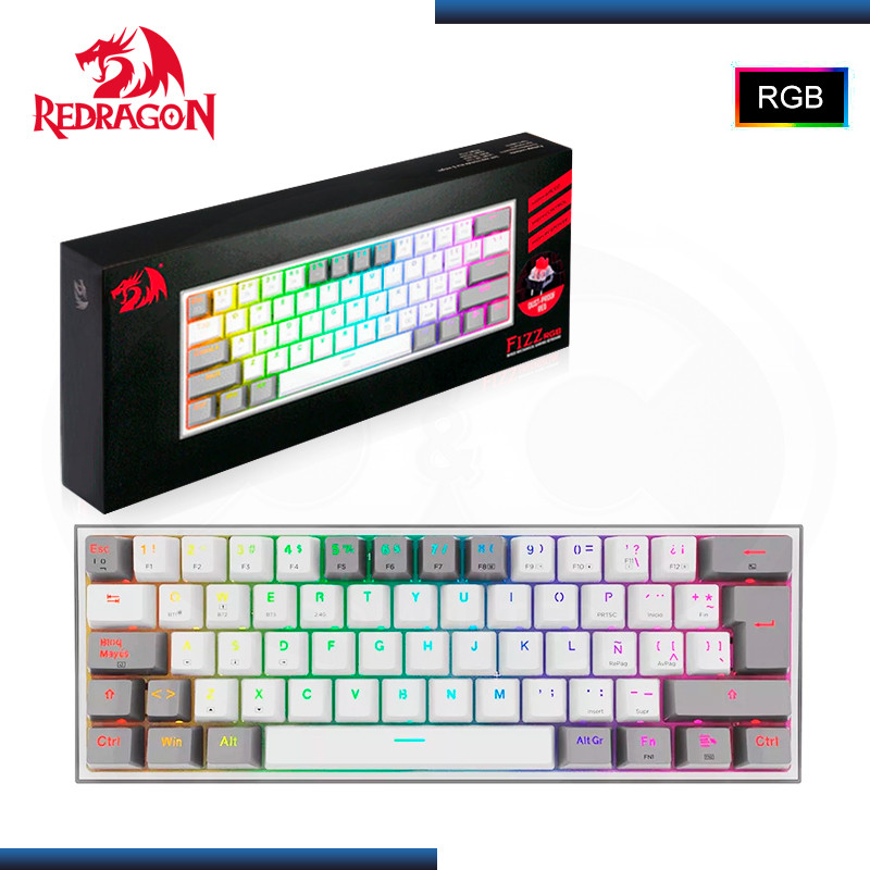 TECLADO REDRAGON FIZZ PRO K616-RGB WHITE GREY MECANICO ESPAÑOL USB-C/BLUETOOTH/WIRELESS (PN:K616-RGB-WG)