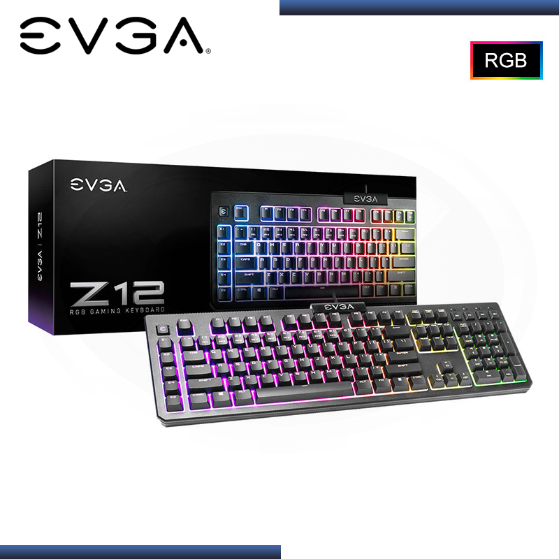 TECLADO EVGA Z12RGB BLACK MEMBRANA CONEXIÓN WIRED USB (PN:834-W0-12SP-K2)