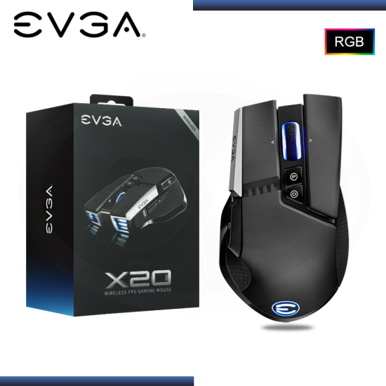 MOUSE EVGA X20 RGB BLACK 16,000 DPI CONEXION WIRELESS (PN:903-T1-20BK-K3)