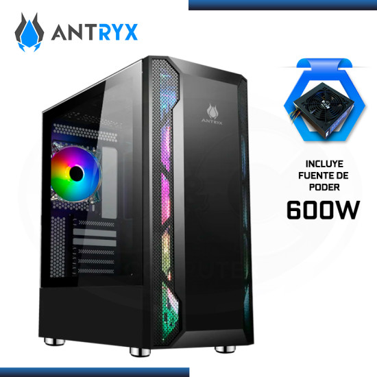 CASE ANTRYX RX 430U ARGB CON FUENTE B600W + CINTA LED VIDRIO TEMPLADO USB 3.0/USB 2.0 (PN:AC-RX430UK-600CP) BAD BOX