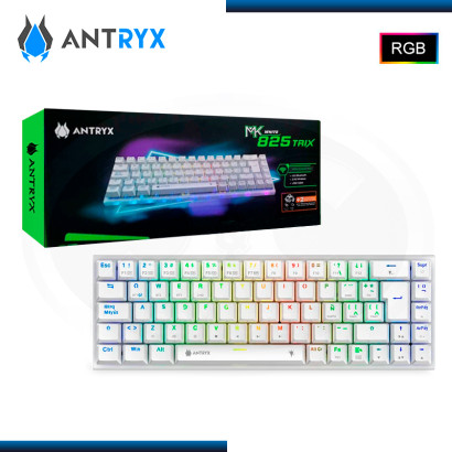 TECLADO ANTRYX MK825 TRIX WHITE SWITCH BLUE MECANICO INALAMBRICO (PN:AMK-825TXWBL-SP)