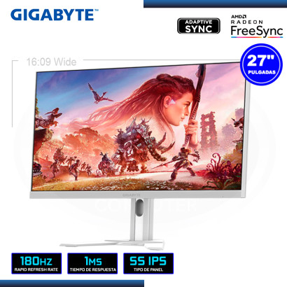 MONITOR LED 27" GIGABYTE M27QA ICE 2560x1440 HDMI DP USB TIPO-C 1MS/180Hz/AMD FREESYNC ** PREVENTA **