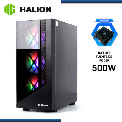 CASE HALION DRAGON CR15 BLACK CON FUENTE 500W VIDRIO TEMPLADO USB 3.0/USB 2.0