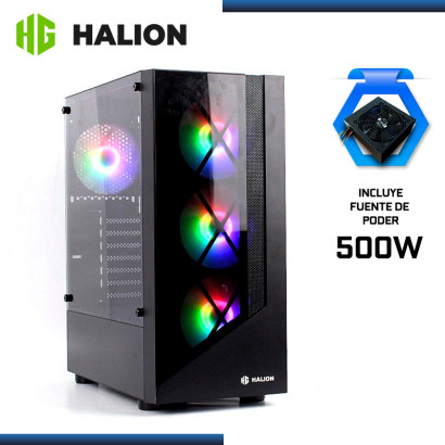 CASE HALION DRAGON CR15 BLACK CON FUENTE 500W VIDRIO TEMPLADO USB 3.0/USB 2.0