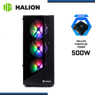 CASE HALION DRAGON CR15 BLACK CON FUENTE 500W VIDRIO TEMPLADO USB 3.0/USB 2.0