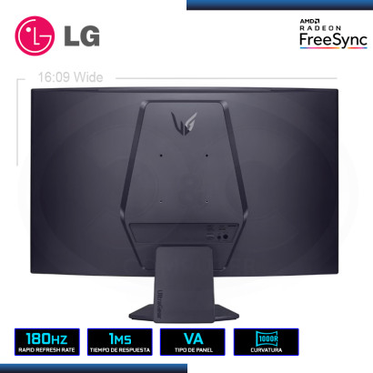 MONITOR LED 32" LG 32GS60QC-B ULTRAGEAR CURVO 2560x1440 HDMI DP 1MS/180Hz/AMD FREESYNC