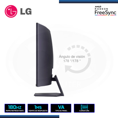 MONITOR LED 32" LG 32GS60QC-B ULTRAGEAR CURVO 2560x1440 HDMI DP 1MS/180Hz/AMD FREESYNC