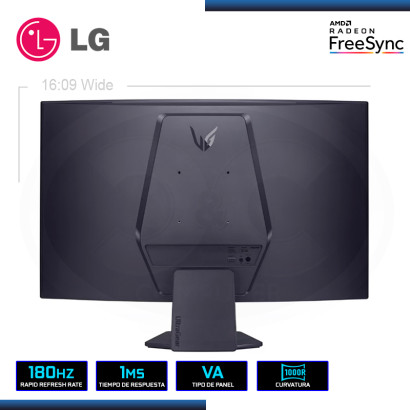 MONITOR LED 27" LG 27GS60QC-B ULTRAGEAR CURVO 2560x1440 HDMI DP 1MS/180Hz/AMD FREESYNC