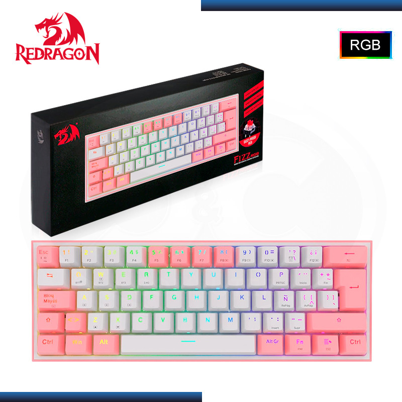 TECLADO REDRAGON FIZZ PRO K616-RGB WHITE PINK MECANICO ESPAÑOL USB-C/BLUETOOTH/WIRELESS (PN:K616-RGB-WP-SP)